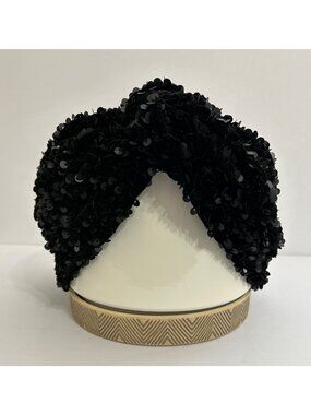 Black Sequins Skull Cap Vintage-Style Women’s Headwear Elegant Party Accessory